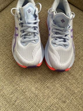 Asics Women's Running Shoes - Light Gray, Purple & Coral Accents